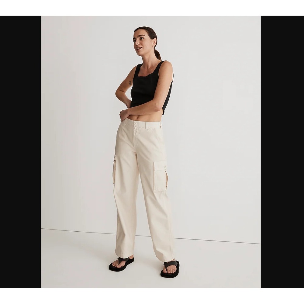 Madewell Womens 26 Ivory Low Slung Straight Fit Cargo Pants